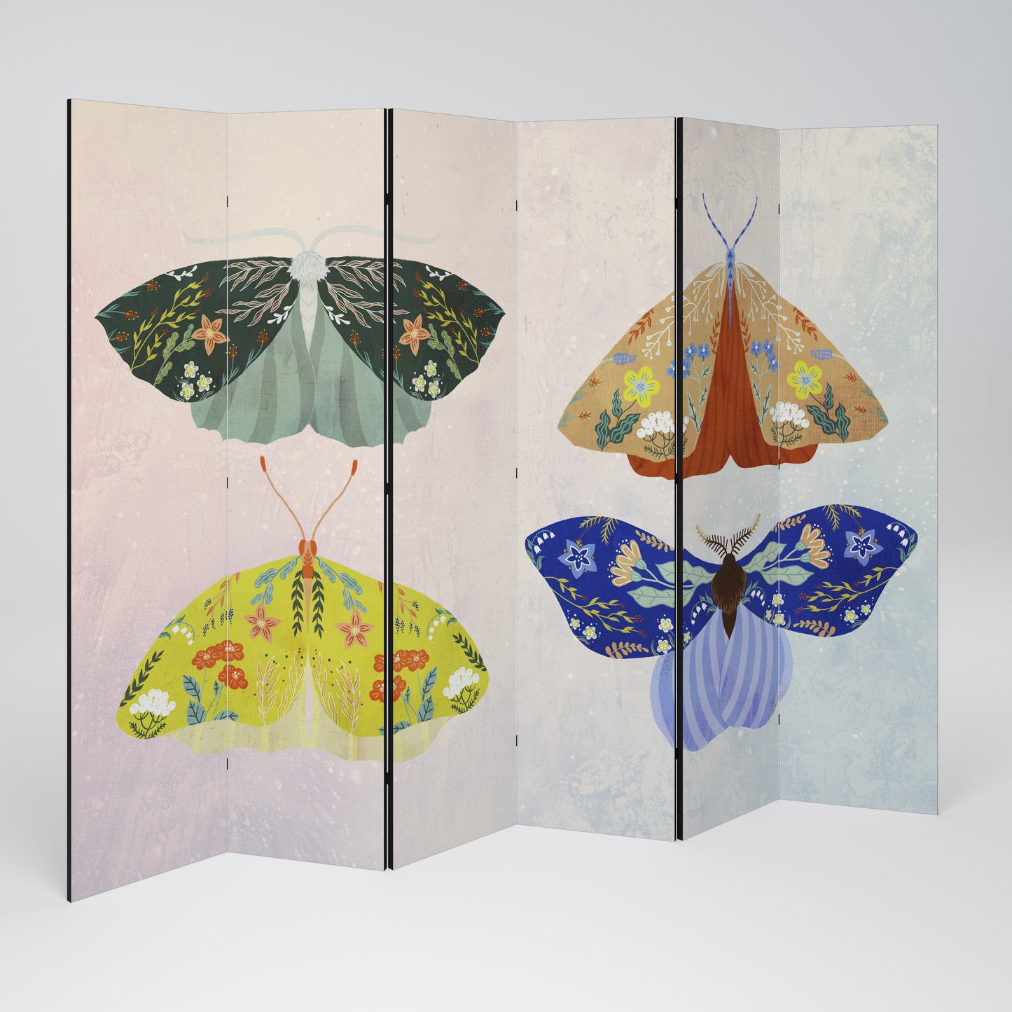 MOTH INTO THE LIGHT Decorative 6-Panel Room Divider