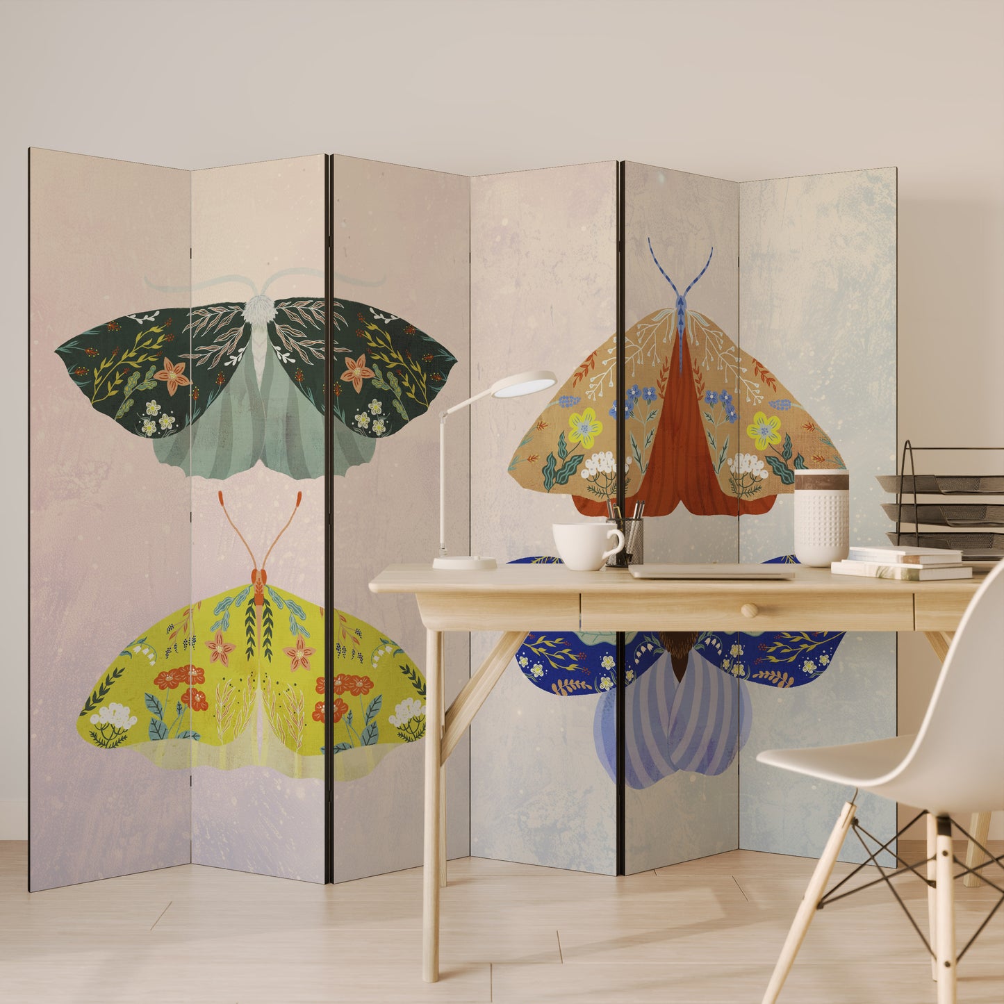 MOTH INTO THE LIGHT Decorative 6-Panel Room Divider