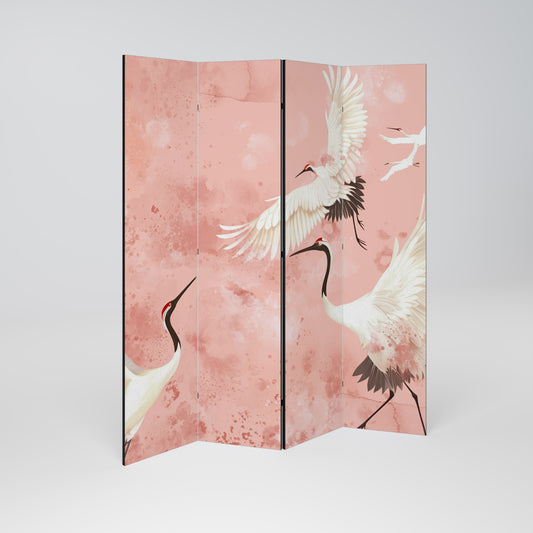 CRANE DANCE Decorative 4-Panel Room Divider
