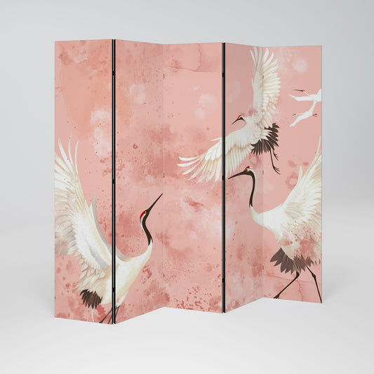CRANE DANCE Decorative 5-Panel Room Divider