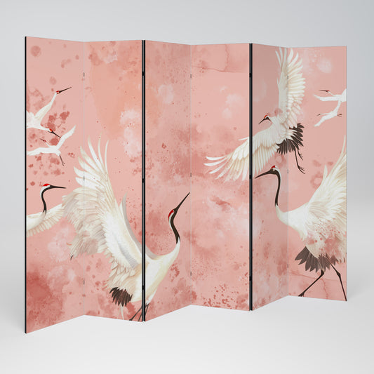 CRANE DANCE Decorative 6-Panel Room Divider