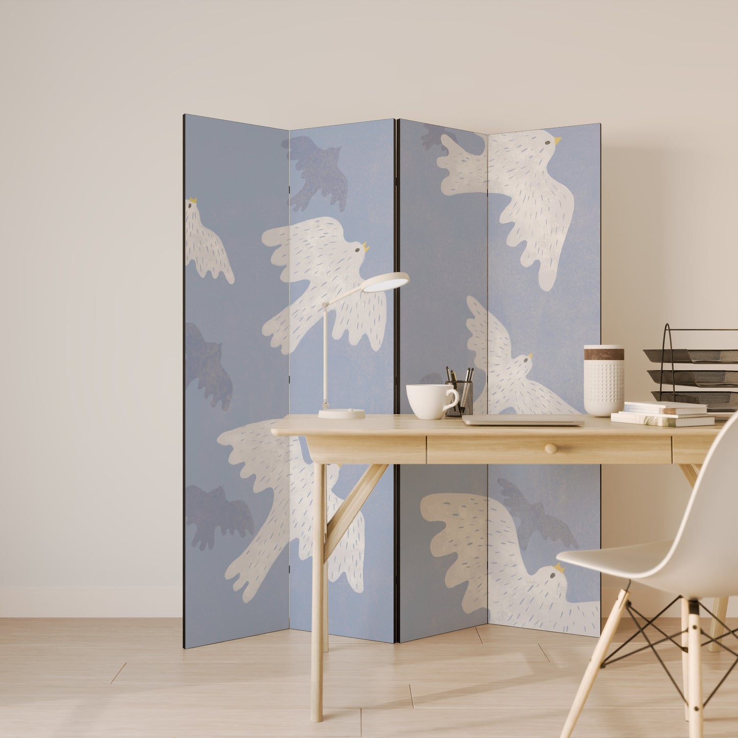 SLOWLY FLOAT Divisorio decorativo per ambienti a 4 pannelli