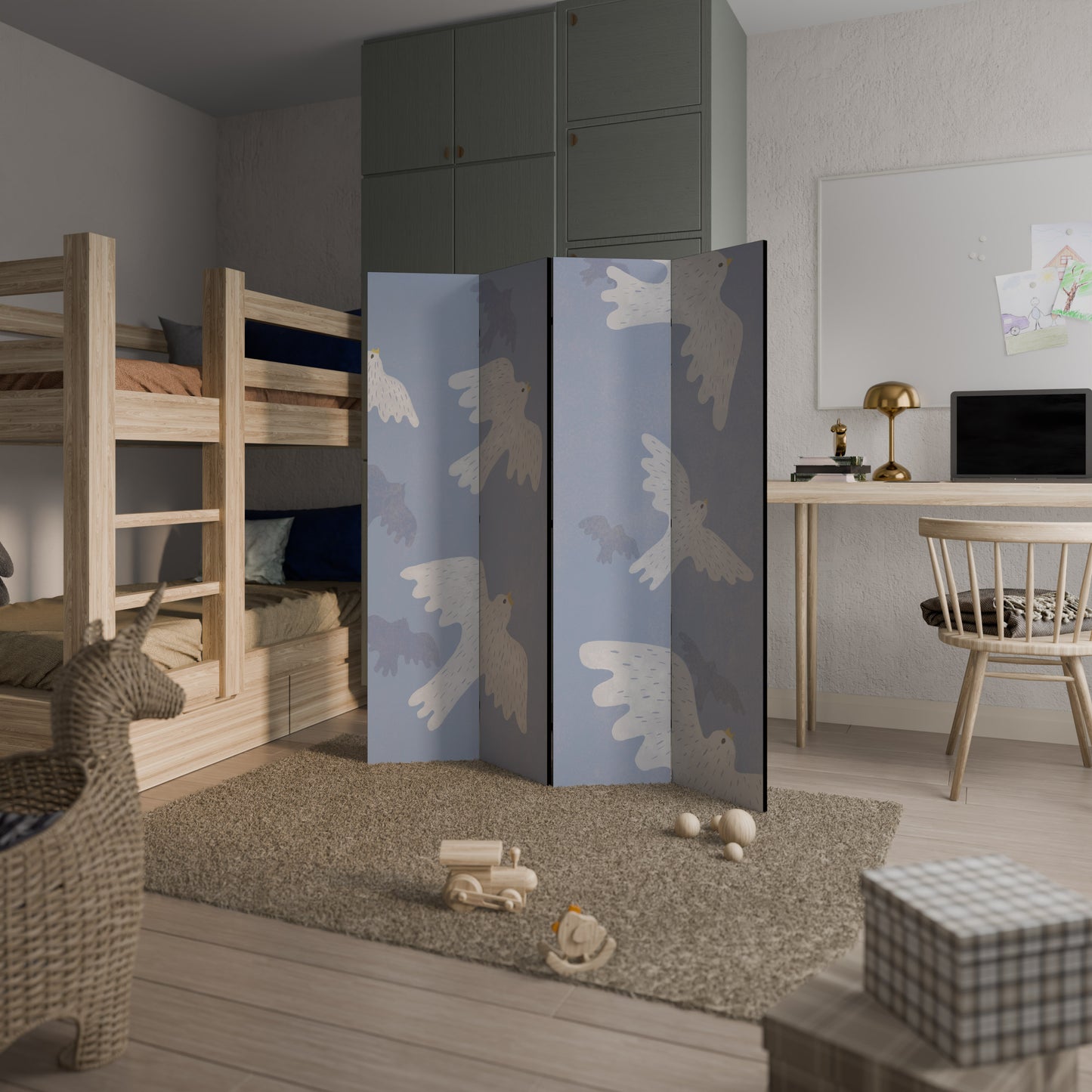 SLOWLY FLOAT Divisorio decorativo per ambienti a 4 pannelli