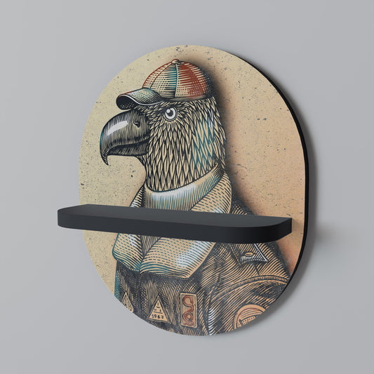 FEATHERED FASHIONISTA Oval Art Shelf In Black Finish