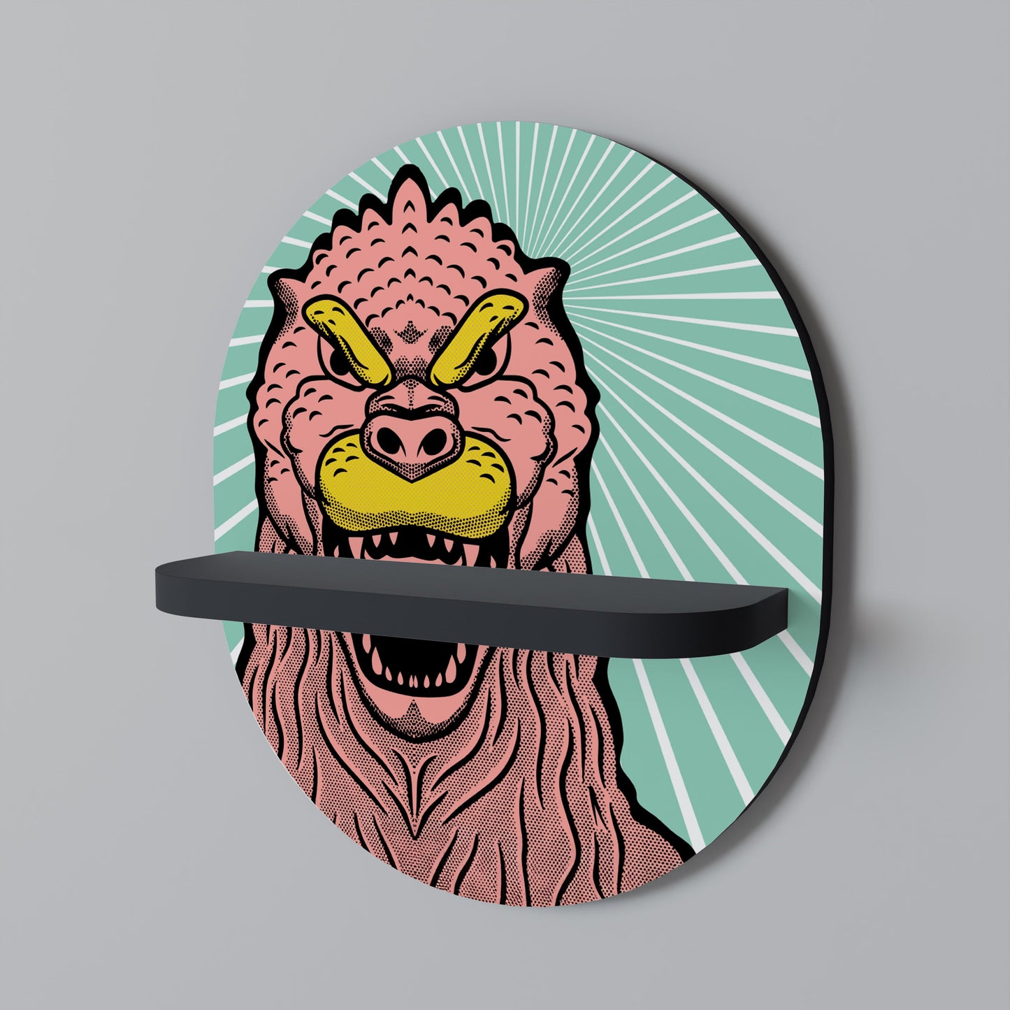 GODZILLA WELCOME Oval Art Shelf In Black Finish