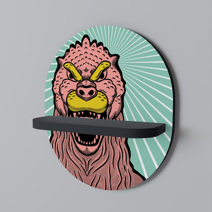 GODZILLA WELCOME Oval Art Shelf In Black Finish