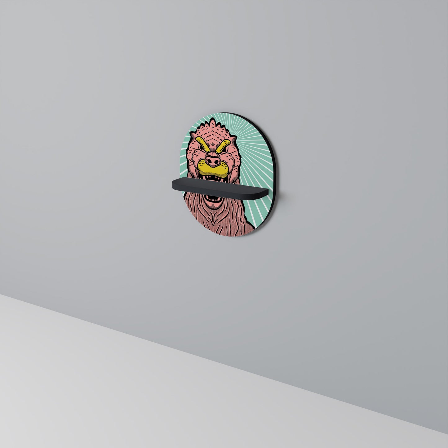 GODZILLA WELCOME Oval Art Shelf In Black Finish