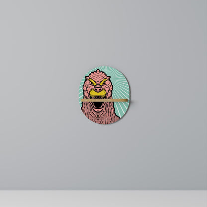 GODZILLA WELCOME Oval Art Shelf In Oak Effect