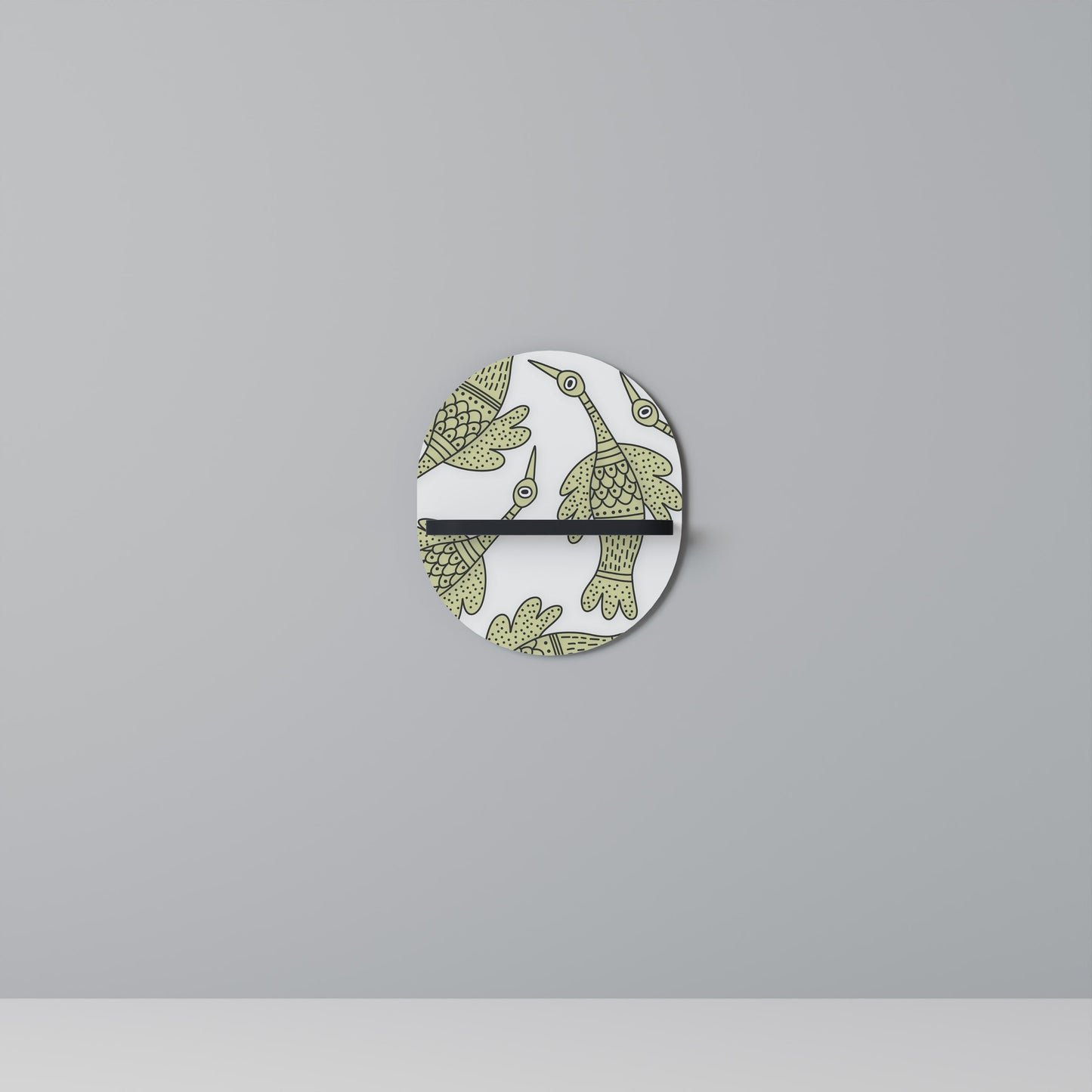 SEEDLING SONGBIRD Oval Art Shelf In Black Finish