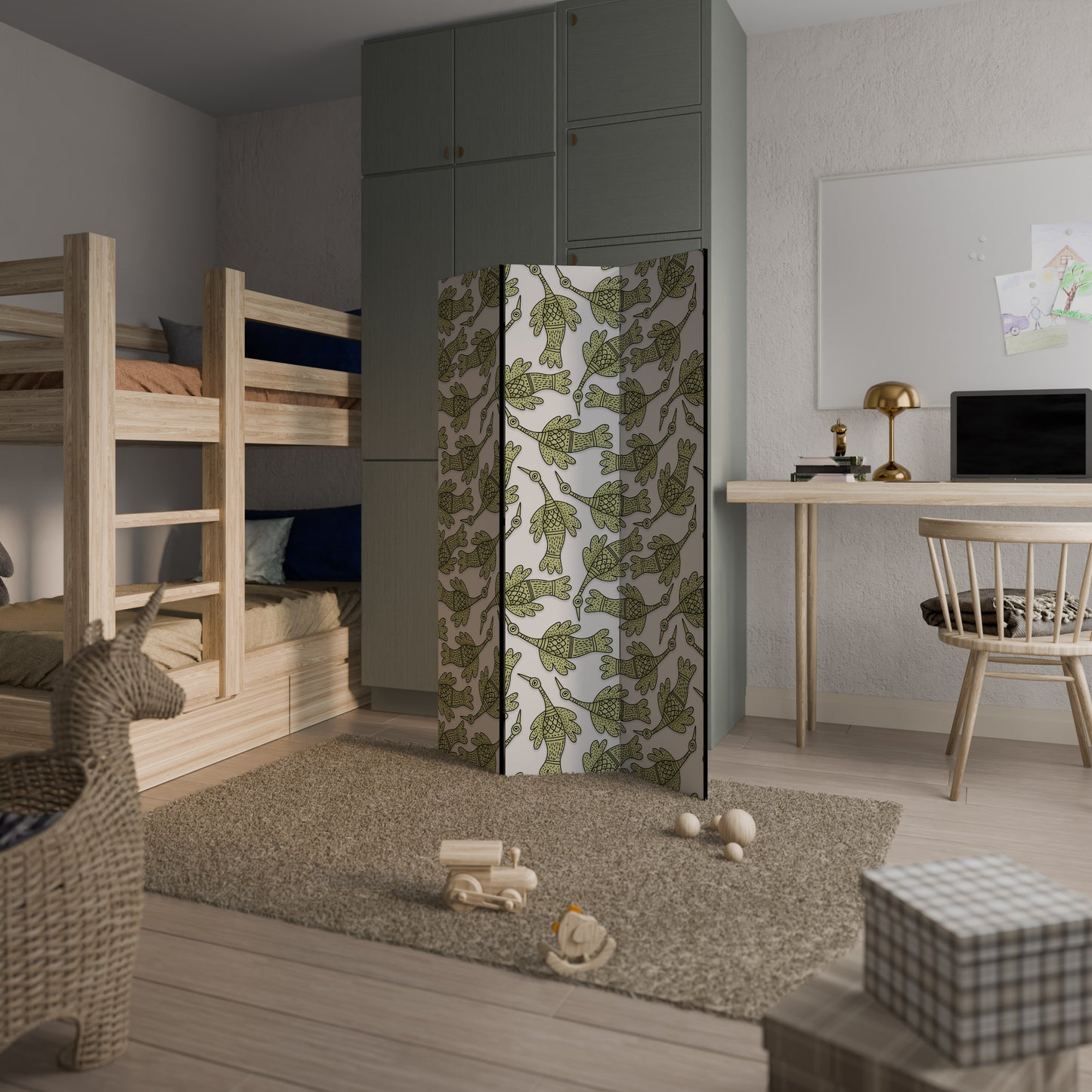 SEEDLING SONGBIRD Decorative 3-Panel Room Divider