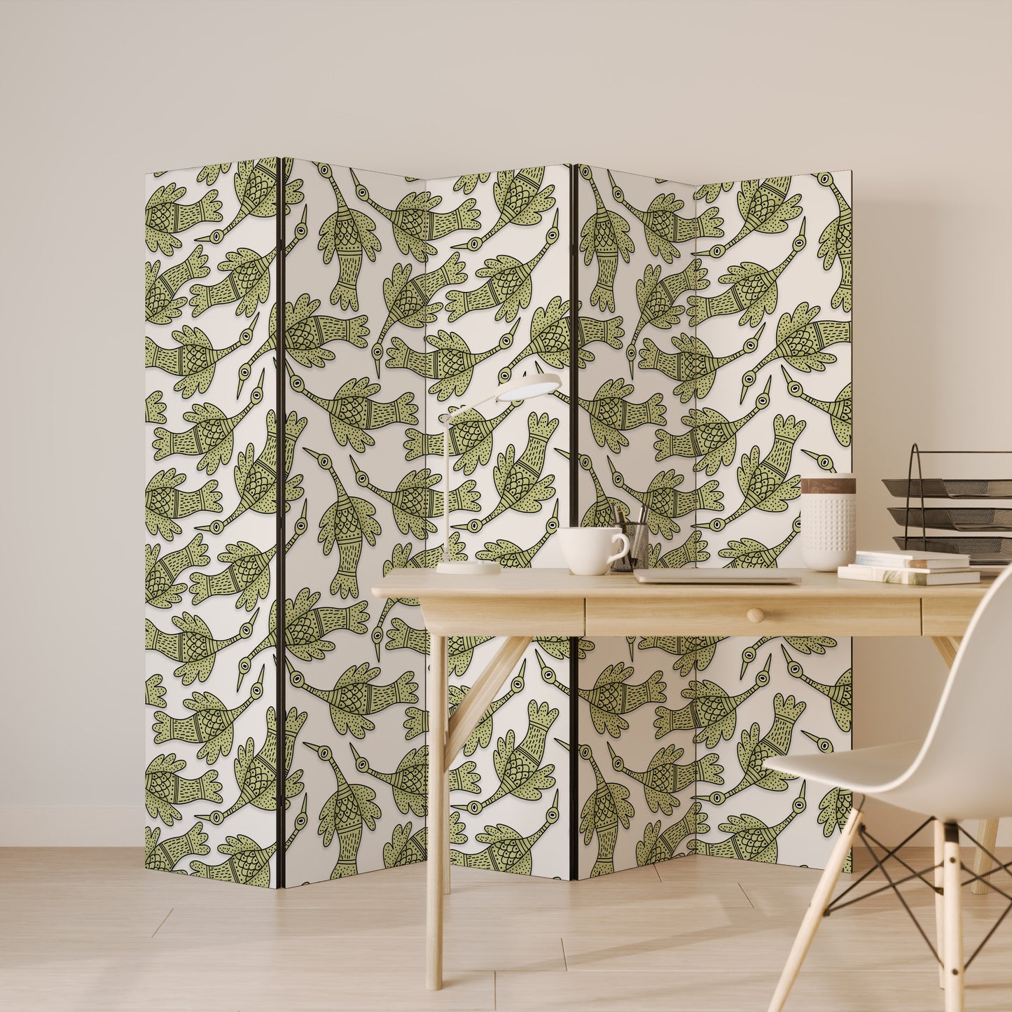 SEEDLING SONGBIRD Divisorio decorativo per ambienti a 5 pannelli