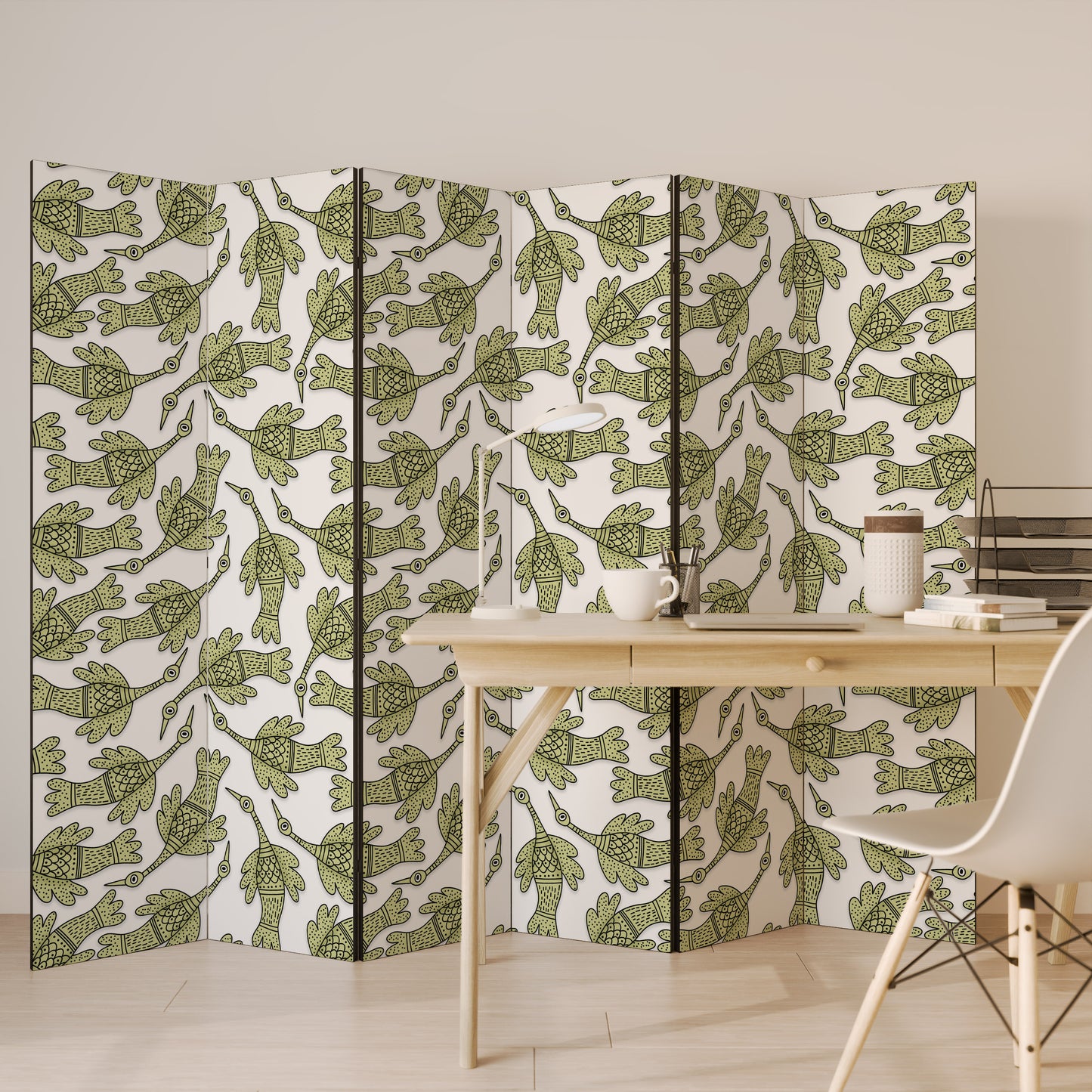 SEEDLING SONGBIRD Decorative 6-Panel Room Divider
