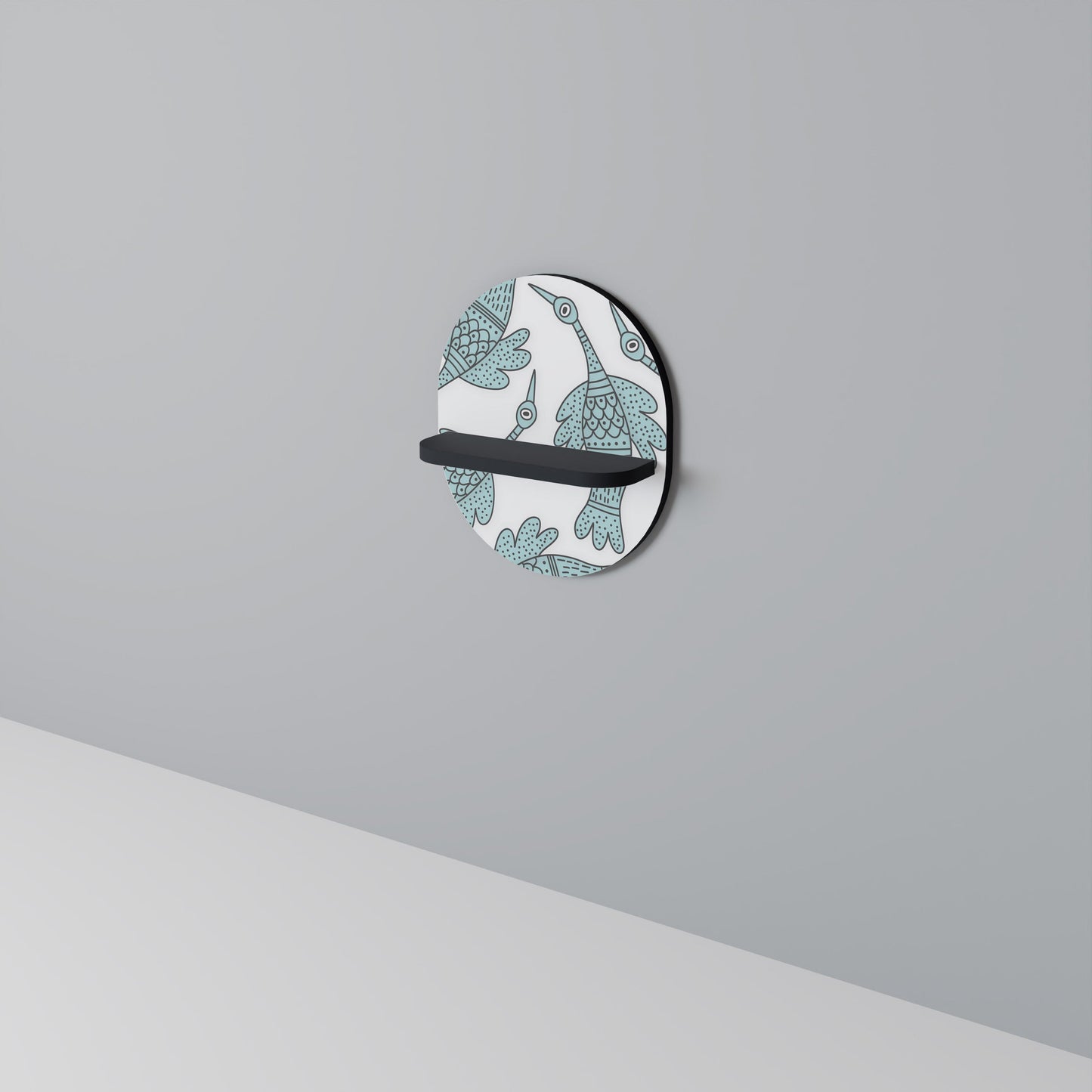 WATERSPOUT SONGIBIRD Oval Art Shelf In Black Finish