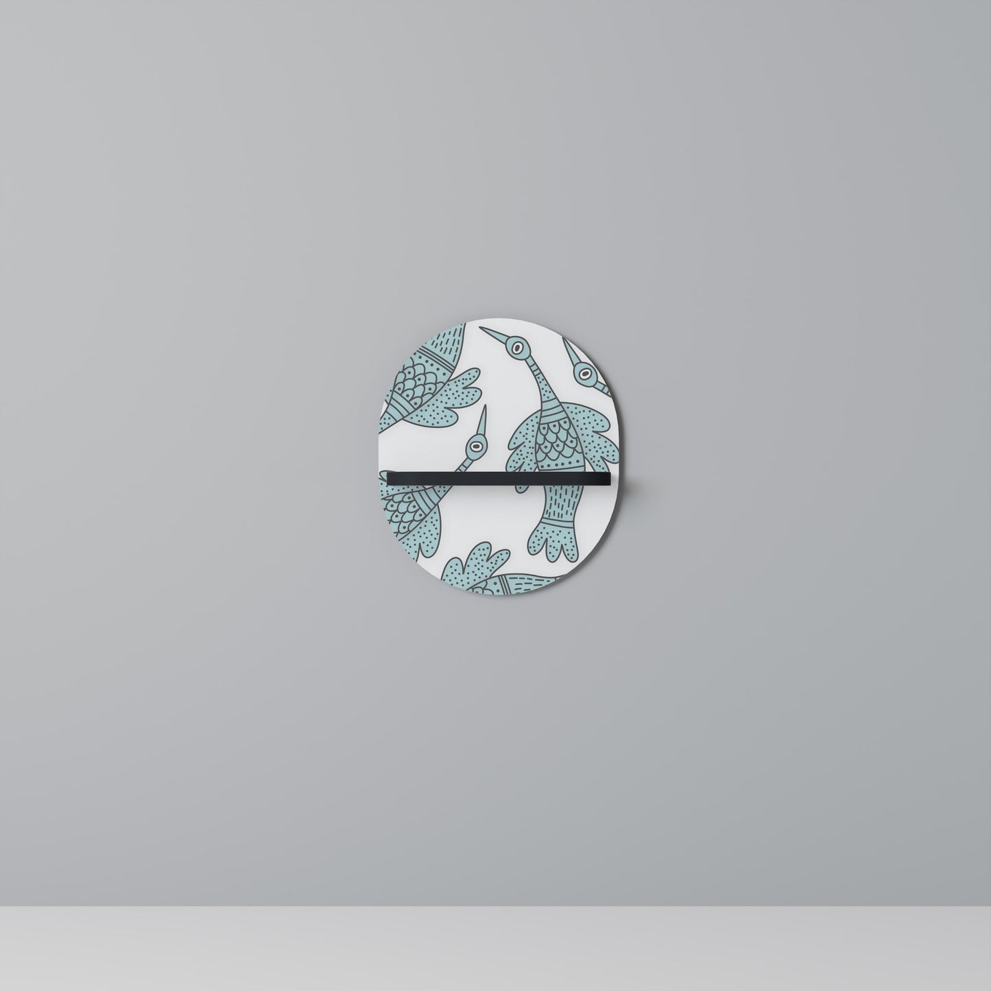 WATERSPOUT SONGIBIRD Oval Art Shelf In Black Finish