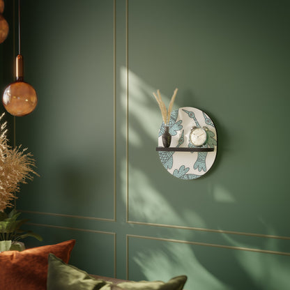 WATERSPOUT SONGIBIRD Oval Art Shelf In Black Finish