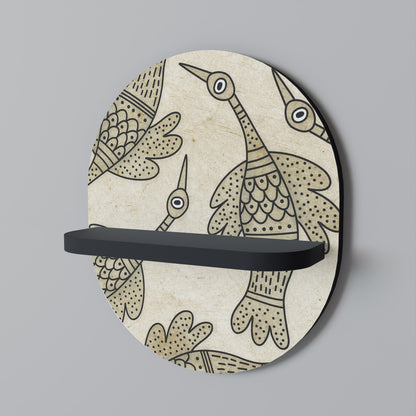 ALMONDINE SONGBIRD Oval Art Shelf In Black Finish