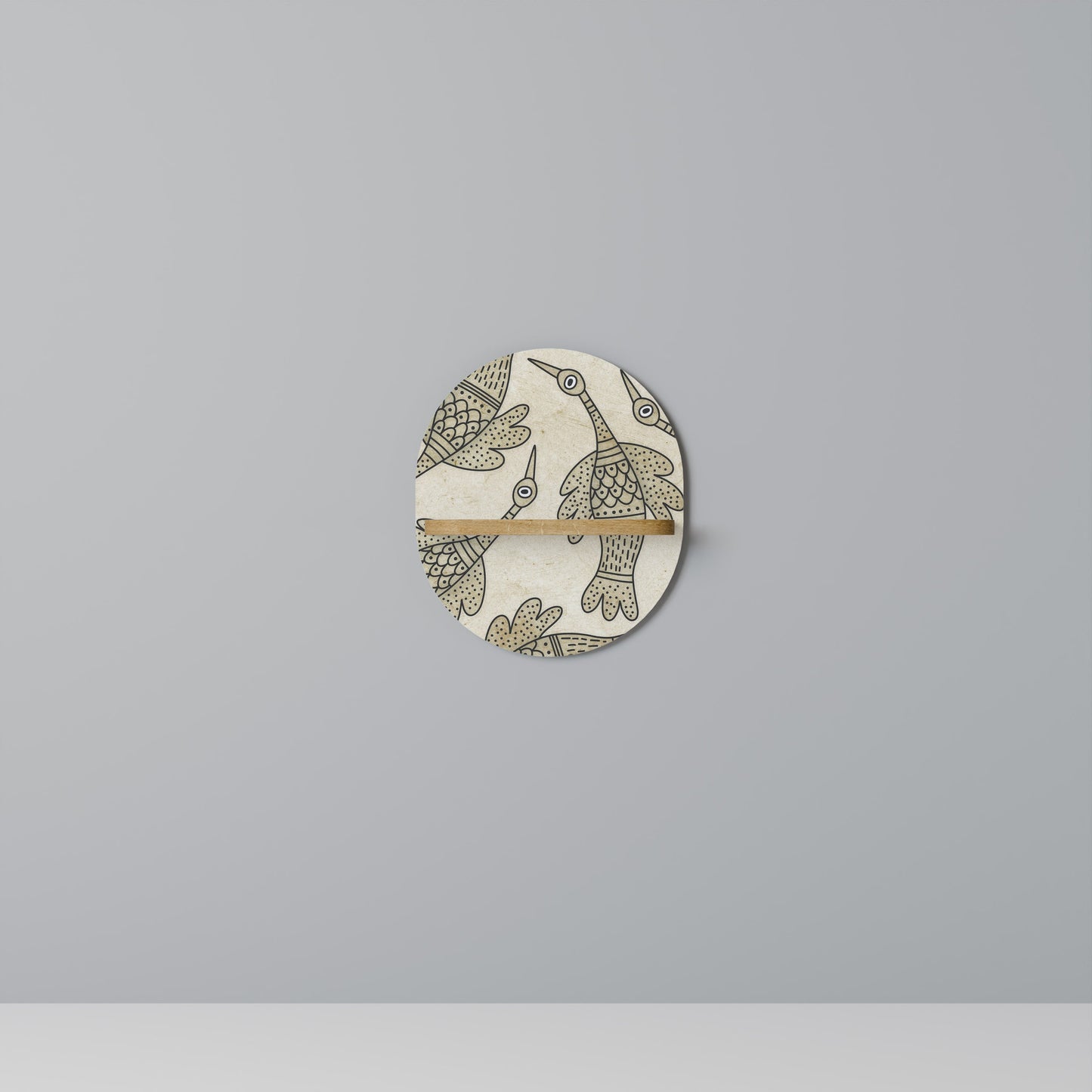 ALMONDINE SONGBIRD Mensola Ovale Decorativa in Effetto Rovere