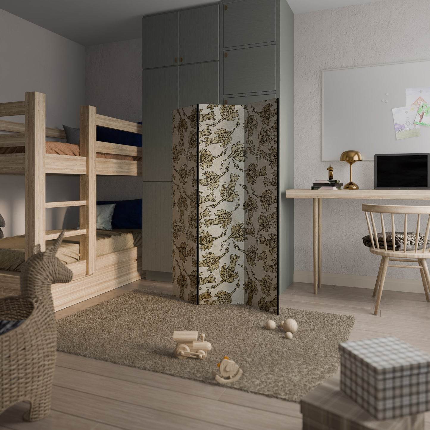 ALMONDINE SONGBIRD Decorative 3-Panel Room Divider