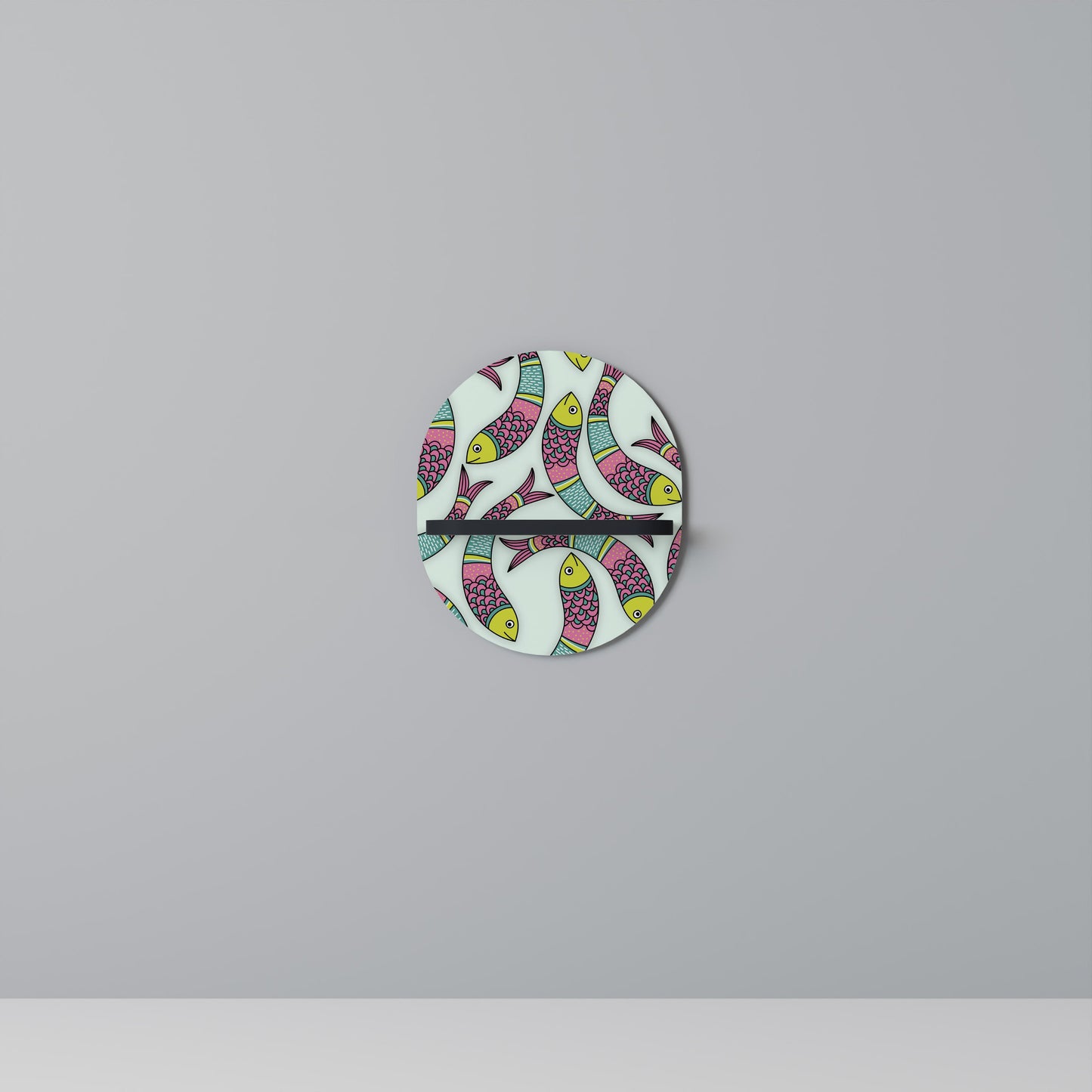 INDIAN FISH Oval Art Shelf In Black Finish