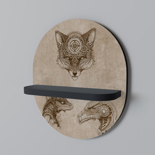 STEAMPUNK TRIO Oval Art Shelf In Black Finish