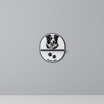 BORDER COLLIE Oval Art Shelf In Black Finish