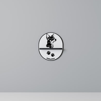 CHIHUAHUA DOG Oval Art Shelf In Black Finish