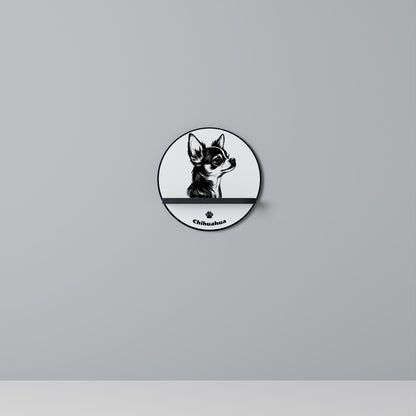 CHIHUAHUA DOG Mensola Rotonda Decorativa con Finitura Nera
