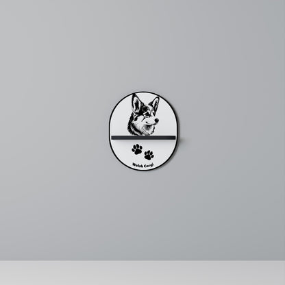 WELSH CORGI PEMBROKE Oval Art Shelf In Black Finish