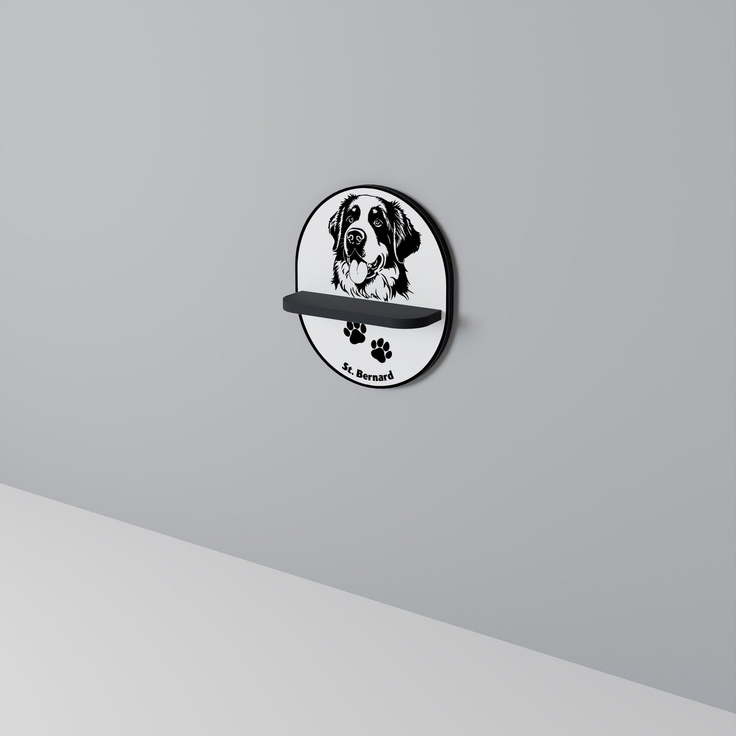 SAINT BERNARD Oval Art Shelf In Black Finish