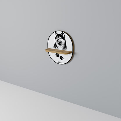 AKITA DOG Mensola Ovale Decorativa in Effetto Rovere