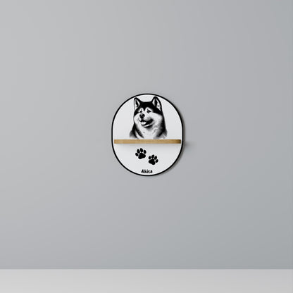AKITA DOG Mensola Ovale Decorativa in Effetto Rovere