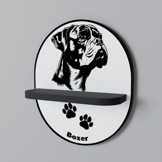 BOXER DOG Oval Art Shelf In Black Finish