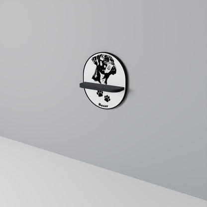 BOXER DOG Oval Art Shelf In Black Finish