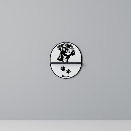 BOXER DOG Oval Art Shelf In Black Finish