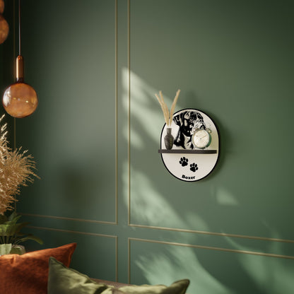 BOXER DOG Oval Art Shelf In Black Finish