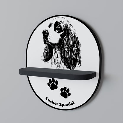 ENGLISH COCKER SPANIEL Oval Art Shelf In Black Finish