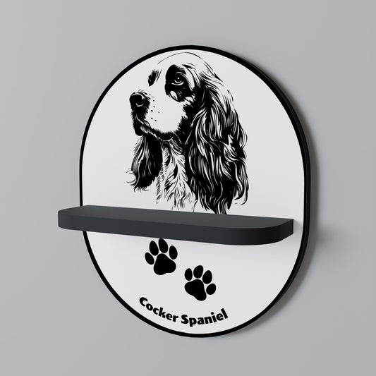 ENGLISH COCKER SPANIEL Oval Art Shelf In Black Finish