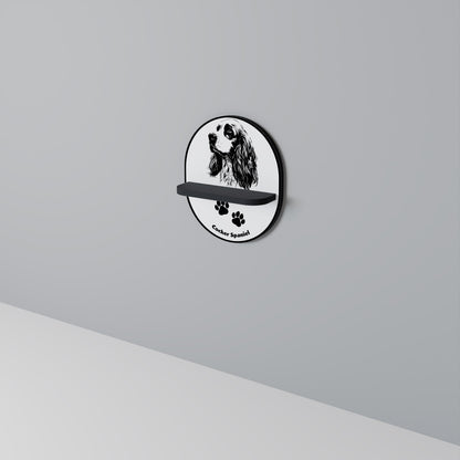 ENGLISH COCKER SPANIEL Oval Art Shelf In Black Finish