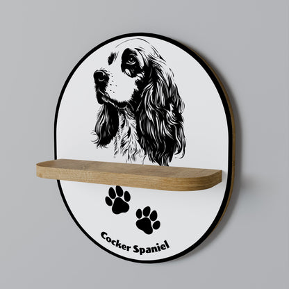ENGLISH COCKER SPANIEL Mensola Ovale Decorativa in Effetto Rovere