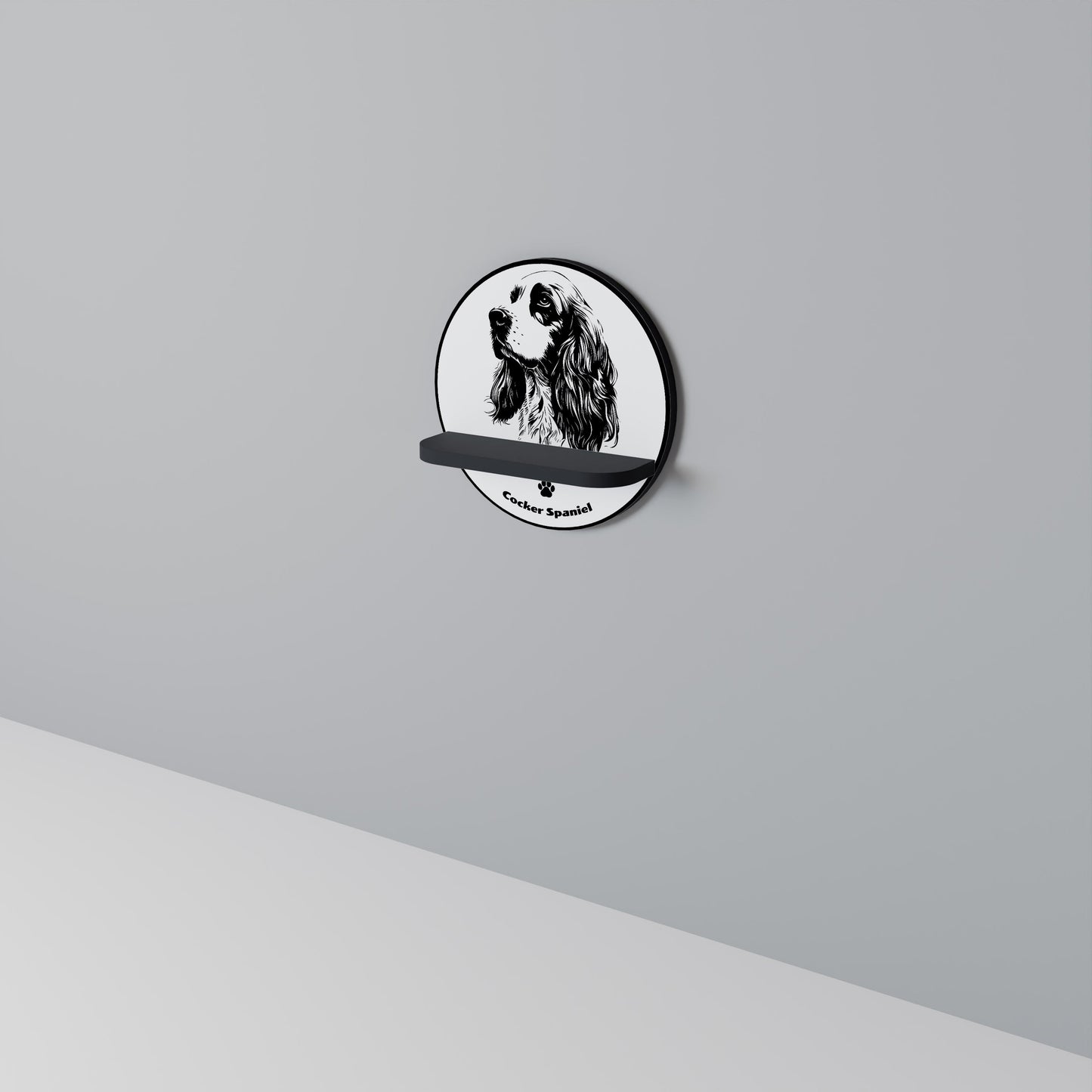 ENGLISH COCKER SPANIEL Mensola Rotonda Decorativa con Finitura Nera