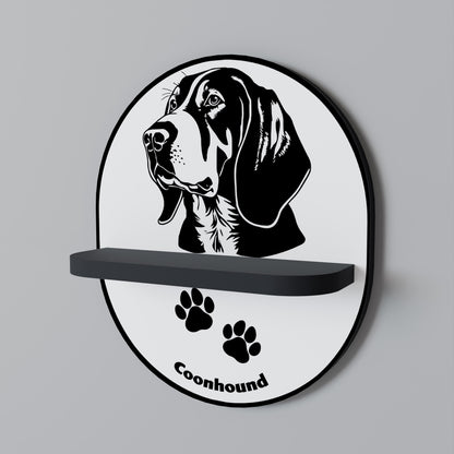 COONHOUND DOG Oval Art Shelf In Black Finish