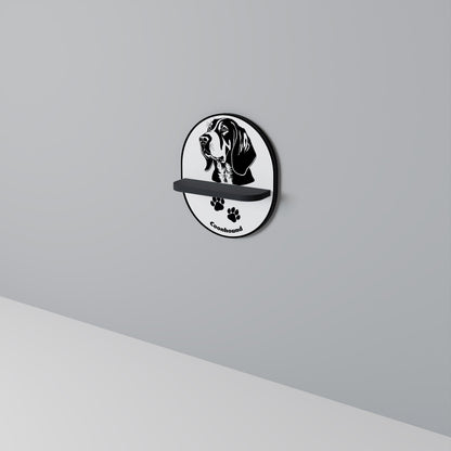 COONHOUND DOG Oval Art Shelf In Black Finish
