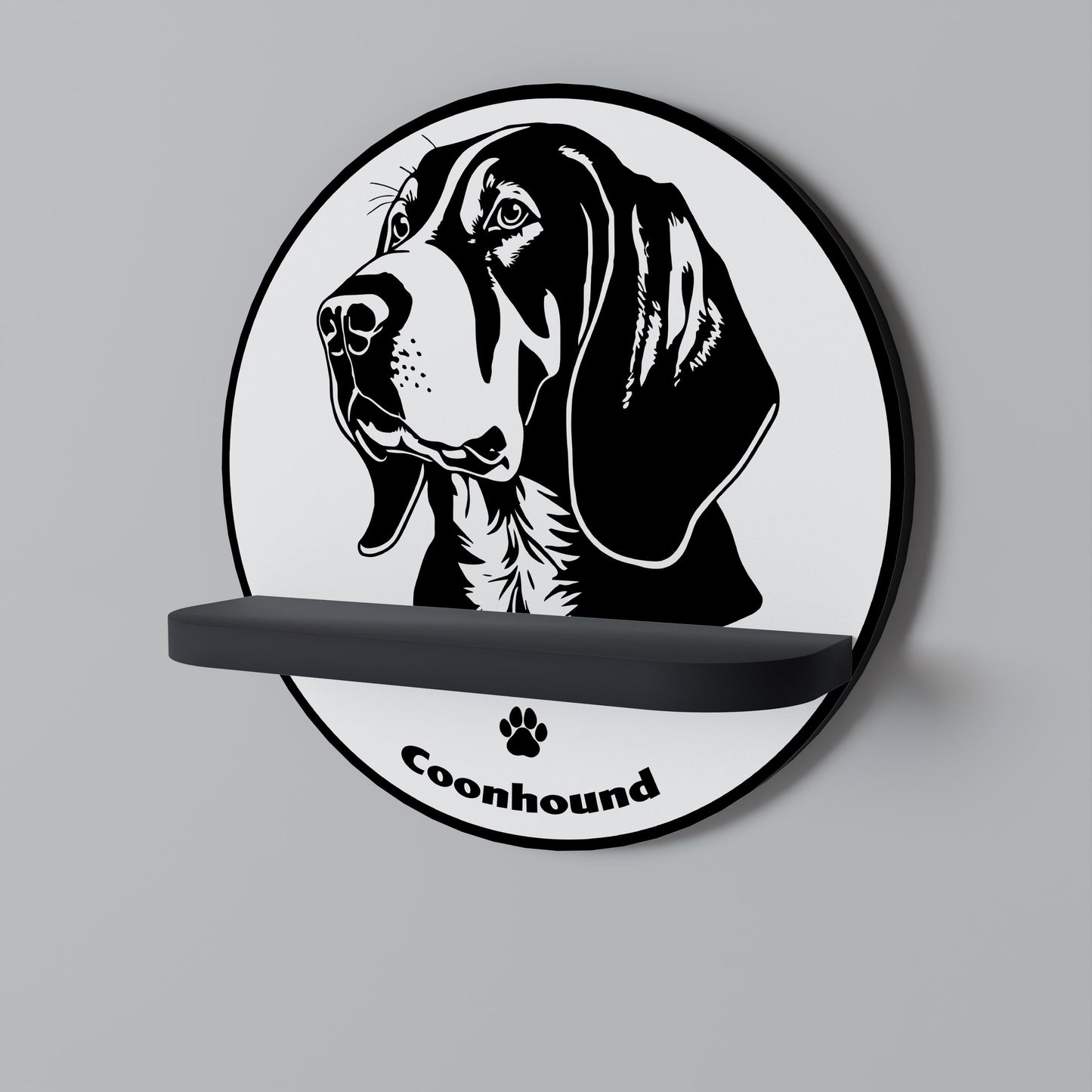COONHOUND DOG Mensola Rotonda Decorativa con Finitura Nera