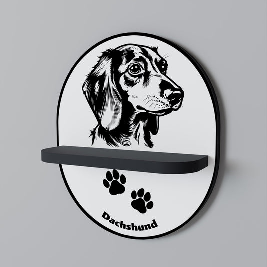 DACHSHUND DOG Oval Art Shelf In Black Finish