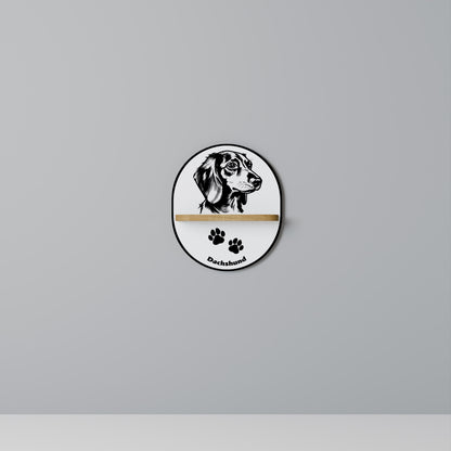 DACHSHUND DOG Mensola Ovale Decorativa in Effetto Rovere