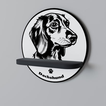 DACHSHUND DOG Mensola Rotonda Decorativa con Finitura Nera