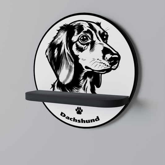DACHSHUND DOG Mensola Rotonda Decorativa con Finitura Nera