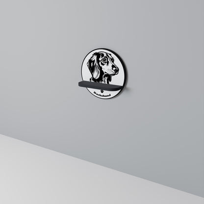 DACHSHUND DOG Mensola Rotonda Decorativa con Finitura Nera