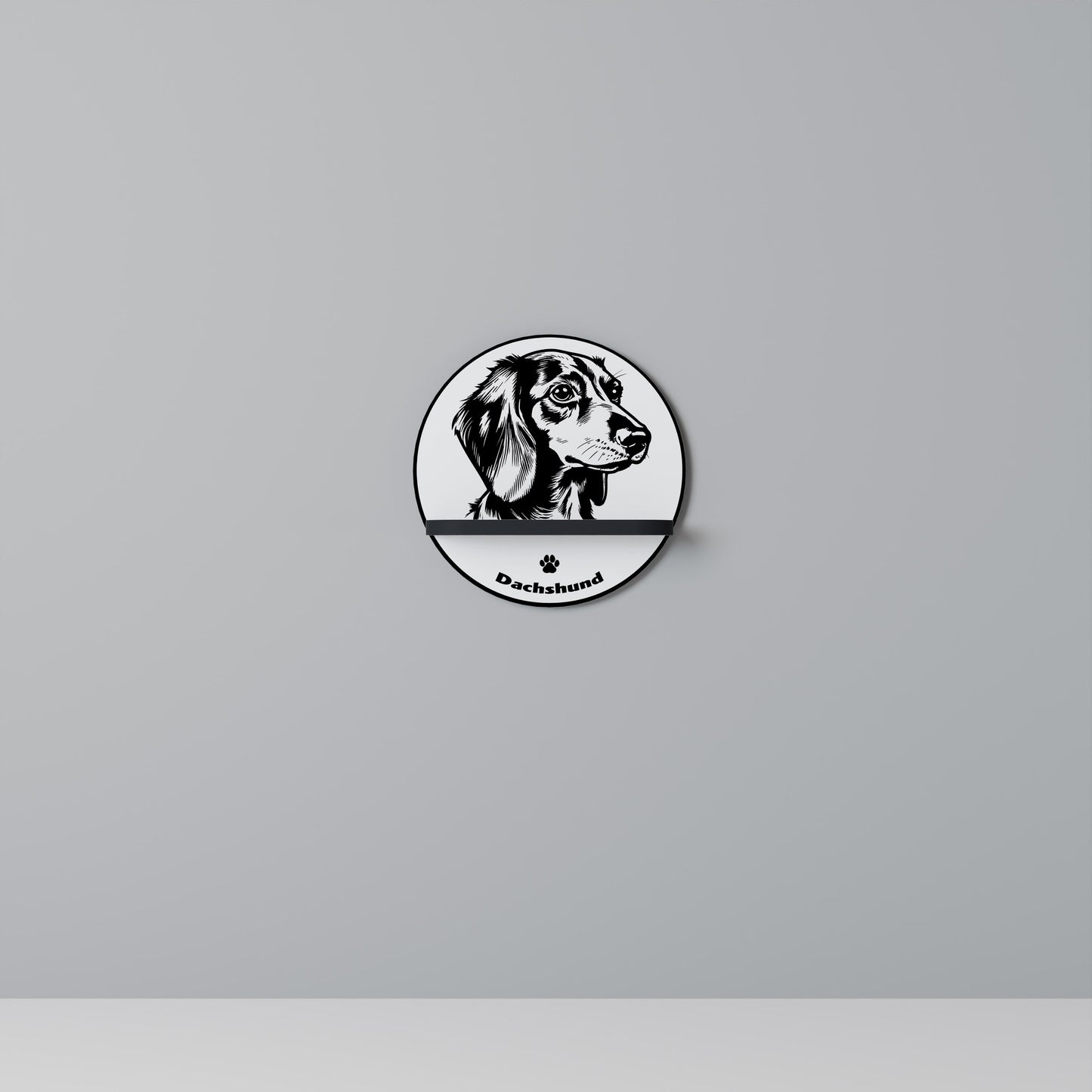 DACHSHUND DOG Mensola Rotonda Decorativa con Finitura Nera