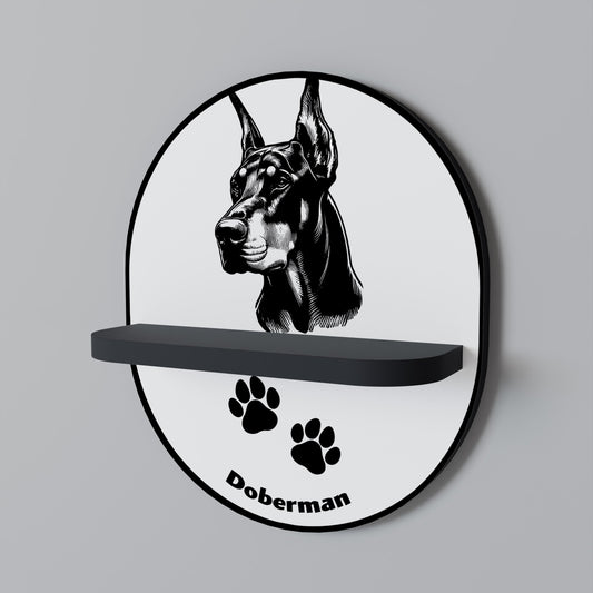 DOBERMAN DOG Oval Art Shelf In Black Finish